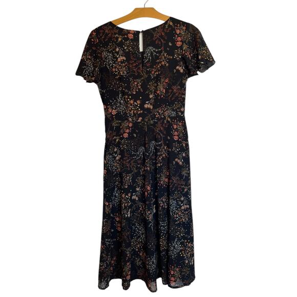 Modcloth Embellished to Perfection Black Floral Beaded Sequin A-Line Midi Dress - Picture 2 of 13